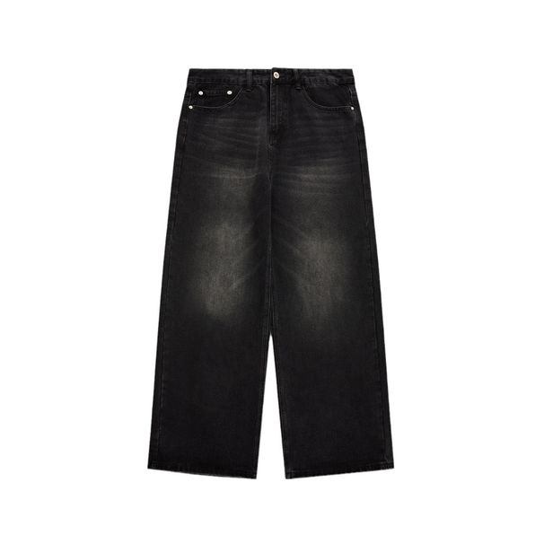 Vintage Washed Distressed Jeans For Men – Loose Fit Wide Leg Denim Pants (Black, Blue, S-XL)_mkmklike.com