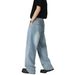 New 2026 Men's Straight Leg Jeans Trendy And Stylish Blue Cotton mid Waist Long with Belt Standard Thickness Slight Stretch_mkmklike.com