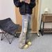 Men's American Retro Camouflage Patchwork Jeans – Fake Two-Piece Design, Cleanfit Straight Leg Pants With Distressed Detailing_mkmklike.com