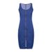 Summer New Fashion Slim-fit Zipper Denim Mini Dress For Women Europe And America Sexy Spice Girl V-neck Sleeveless Denim Dress_mkmklike.com