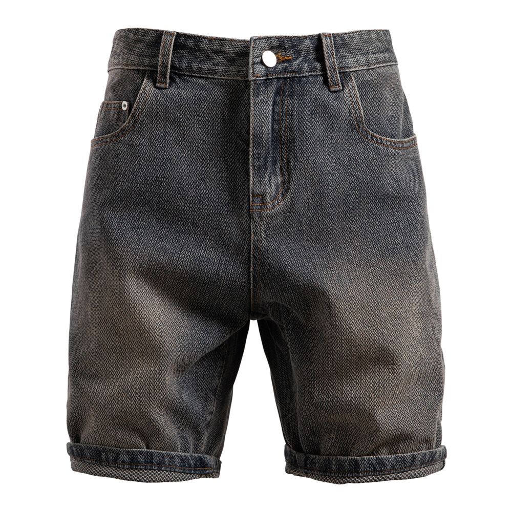 Men's Clothing Starry Sky Pattern Denim Shorts Retro Straight Leg Shorts Men's Denim Shorts_mkmklike.com
