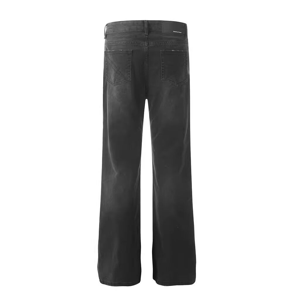 Pulse Washed Vintage Jeans For Men Spring Autumn Straight Loose European American High Street Vibe Style Long Pants Black_mkmklike.com
