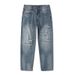 Nordmann Muqiu Clothing | Summer New Ripped Washed Vintage Jeans Men's Trendy American Style Loose Straight Long Pants_mkmklike.com