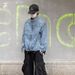 Small Niche Silhouette Shoulder Padded Denim Jacket Men's Short Standing Collar Jacket_mkmklike.com