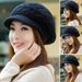 Hot Sale Casual Thickened Knitted Wool Ear Protection Beret Hat Keep Warm Windproof Duck Tongue Cap for Women_mkmklike.com