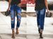Women's Straight Leg Jeans Ripped Details Stretch Cigarette Pants European American Style Denim_mkmklike.com