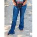 Women's Mid-Rise Slim Fit Stretchy Straight Leg Denim Jeans Red Embroidered European American Style Exclusive to Our Customers_mkmklike.com