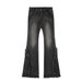 American Style Frayed Edge Jeans Hot Girl Design Low Waist Slim Fit Flared Pants_mkmklike.com