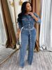 K Fashionable Women's Sexy High Elasticity Button Up Denim Casual Set Two-piece Set_mkmklike.com