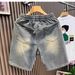 American Style Casual Distressed Jeans For Men Loose Trendy Cool Five-Point Shorts Summer New Mid-Length Pants_mkmklike.com