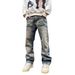 Men's Clothing Spring Street All Match Slightly Loose Straight Casual Washed Distressed Denim Trousers_mkmklike.com