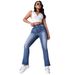Women's Clothing Vintage Blue Distressed High-Waisted Patchwork Flare Jeans For Women – Trendy Summer Staple_mkmklike.com