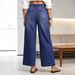 Women's Flared High-Waisted Stretch Denim Jeans - Vintage Washed Blue Retro Streetwear Pants With Comfort Fit_mkmklike.com