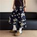 Men's Clothing Unisex Retro Street Style Denim Shorts All Over Daisy Print Loose Wide Leg Capri Pants Unique Design Couple Shorts_mkmklike.com