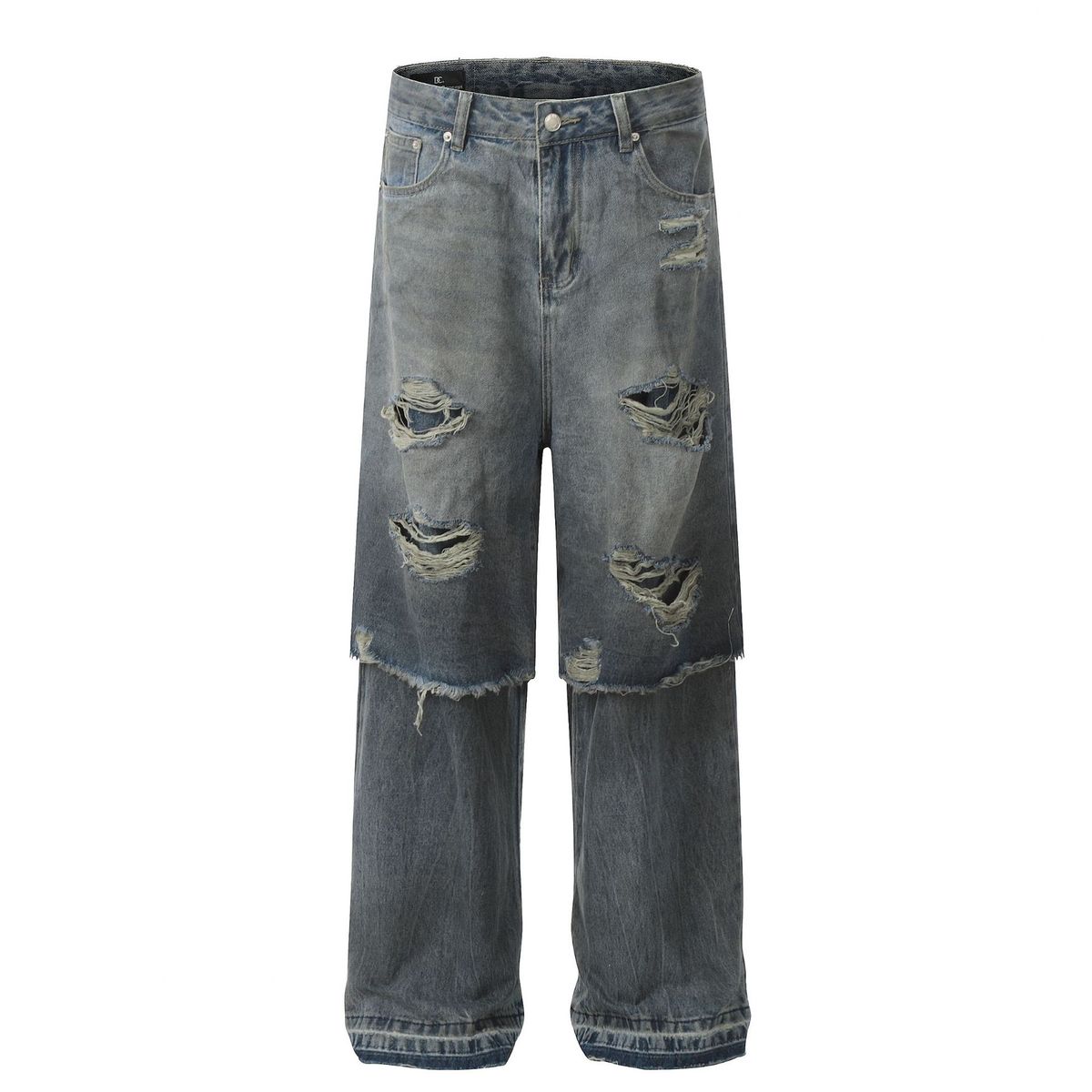 Men's Clothing Distressed Design High End Men's Two Piece Jeans_mkmklike.com