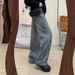 Women’S High-Waisted Flared Jeans – Winter Fleece-Lined Wide-Leg Denim Pants With Rhinestone Embellishments (S-2xl, Non-Stretch Cotton, Deep Blue)_mkmklike.com