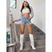 American Retro Denim Women, New Fashion For Summer 2025, Trendy Ripped Personalized Shorts_mkmklike.com