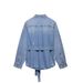 Distressed Denim Shirt Jacket For Women - Casual Oversized Button Down Top With Stylish Ripped Details (XS/S/M/L)_mkmklike.com