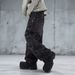 Men's Black Washed Graffiti Jeans - Oversized Straight Leg With Distressed & Hand-Painted Details (S-3xl) - Urban Streetwear Essential_mkmklike.com