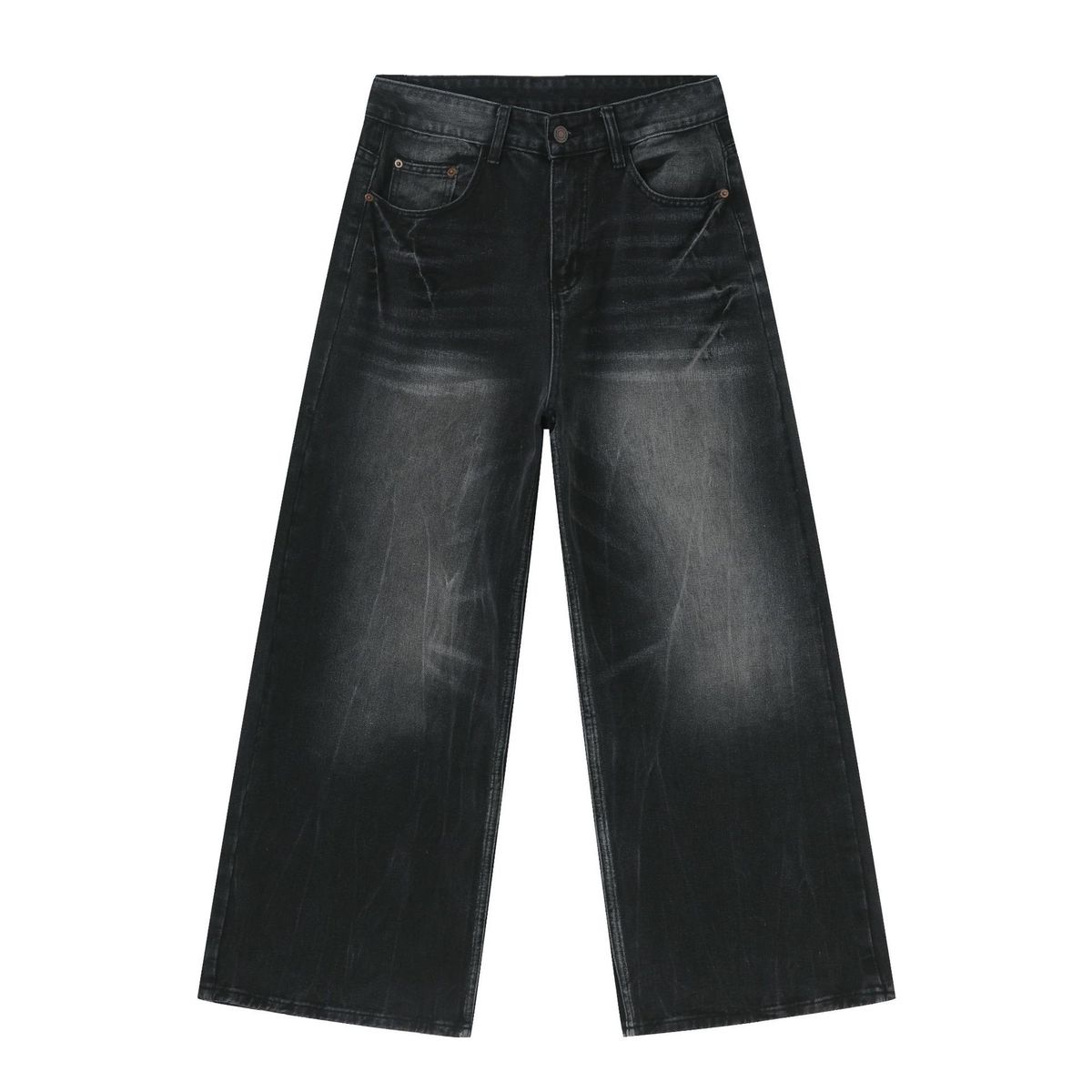 EF JEANS | 2024 New American Retro Design Lightning Pattern Washed Jeans Loose Straight Wide Legs_mkmklike.com
