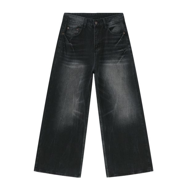 EF JEANS | 2024 New American Retro Design Lightning Pattern Washed Jeans Loose Straight Wide Legs_mkmklike.com