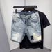Straight Male Denim Shorts Ripped Jorts Distressed Retro Baggy Men's Short Jeans Pants Fitted Designer Y2k With Vintage 28-36 Size_mkmklike.com