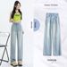 Women's Summer Thin Tencel Straight-leg Jeans, Ice Silk High-waisted Slimming Loose Breathable Narrow Wide-leg_mkmklike.com