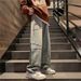 2025 Spring And Autumn New Jeans Men's Straight Vertical Trendy Brand Ruffian Handsome Casual Loose American Retro Washed Trousers_mkmklike.com