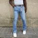 Men's Straight Fit Patch Denim Jeans – Trendy Stacked Pants For European & American Street Style_mkmklike.com