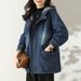 Chicco Fleece-Lined Denim Short Coat For Women Autumn Winter New Korean Style Loose Plus Size Thickened Warm Casual Hooded_mkmklike.com