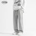 LKTM Men's # Grey Sports For Men And Youth Loose Straight Drawstring Trendy Versatile Wide Leg Casual Guard Pants C47_mkmklike.com