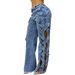 D8727 Spring Summer European And American Women's Fashion Personality Side Hollow S-Line Denim Patchwork Long Pants_mkmklike.com