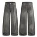 Men's Clothing Men's Washed Gray Distressed Jeans Loose Fit Versatile Straight Leg Wide Leg American High Street Trend Brand_mkmklike.com