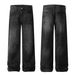 Men's Clothing Street Retro 2025 Neutral High End Washed Black Design Men's Loose Straight Jeans_mkmklike.com