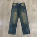 Pure American Style Trendy Brand Vale Valley Full Rhinestone Distressed Washed Vintage Pure Cotton Unisex Jeans_mkmklike.com