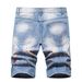 Men's Hip-Hop Spray Paint Washed Denim Shorts - Vintage Distressed Handmade Streetwear For Summer_mkmklike.com