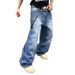 Men's Washed Straight-Leg Jeans – Classic Blue Denim Pants, Mid-Rise Casual Trousers For Streetwear (S-2XL)_mkmklike.com