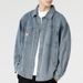 Men's Clothing Heavyweight Retro Vertical Striped Denim Shirt Men's Ins Trendy Loose Shirt_mkmklike.com