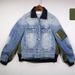 Women's Distressed Denim Jacket - Vintage Blue Oversized Boyfriend Jean Jacket With Raw Hem_mkmklike.com