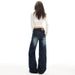 Dark Blue Straight-leg Jeans For Women, New Autumn Style, American-style Washed, Loose-fitting, Slimming, Drapey,_mkmklike.com