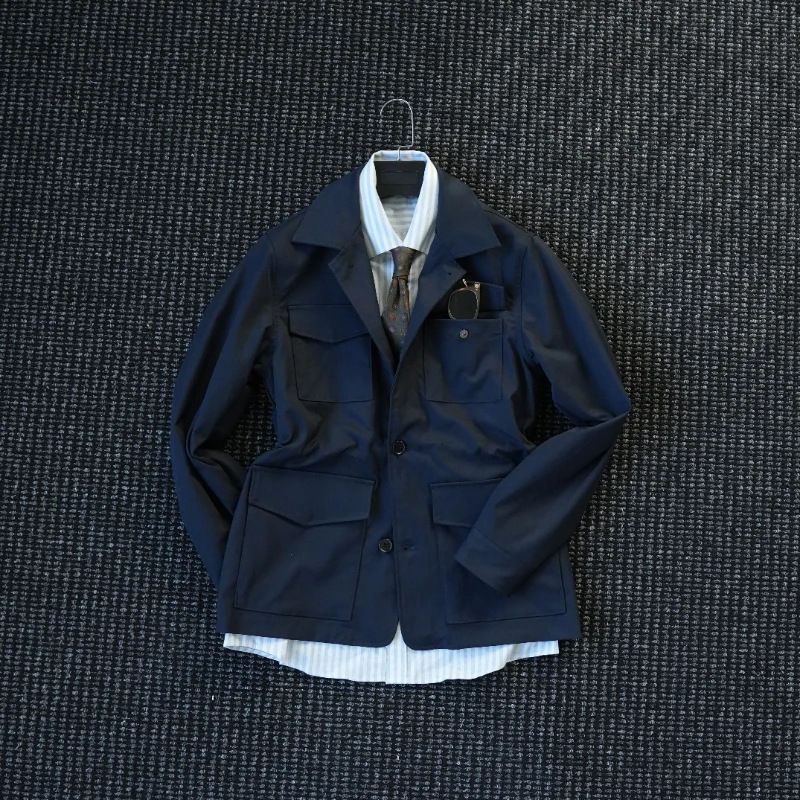 Autumn Winter New Multi-Pocket Waist-Cinching Hunting Jacket Men's Gentleman High-End Stylish Casual Shirt Coat_mkmklike.com