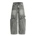 Punk Vintage Washed Jeans Niche Design Loose Casual Men's Vibe Trendy Patchwork Cargo Pants_mkmklike.com
