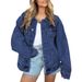 Women's Long Sleeve Denim Jacket Oversized Button Fashion Coat Spring Outerwear For Ladies_mkmklike.com