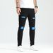 Men's Clothing Fashion Versatile Ripped Patch Elastic Slim Trousers Trendy Jeans_mkmklike.com