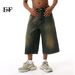 EF JEANS | 2024 Summer New Product Korean Version Loose Hong Kong Style Wide-leg Flared Jeans Cropped Pants Trendy And Old_mkmklike.com