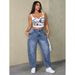 Women's Summer Loose Straight Leg Wide Leg Jeans Washed Denim New Style_mkmklike.com