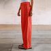 Women's Loose Fit High Waisted Stretch Jeans In Vibrant Orange-Red For Casual Street Style Versatile Styling Potential_mkmklike.com
