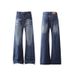 Vintage Wide-Leg Flared Jeans For Men - High Waist Relaxed Fit Straight Denim Pants, Classic Blue & Light Blue Wash_mkmklike.com