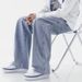 Men's Clothing Relaxed Fit Straight Leg Jeans – High Waist Vintage Washed Denim Pants With Stretch, Multiple Pockets, Trendy Retro Blue/Black/Gray_mkmklike.com
