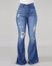K European And American Internet Celebrity High Stretch Ripped Jeans, High Waisted Flared Pants_mkmklike.com